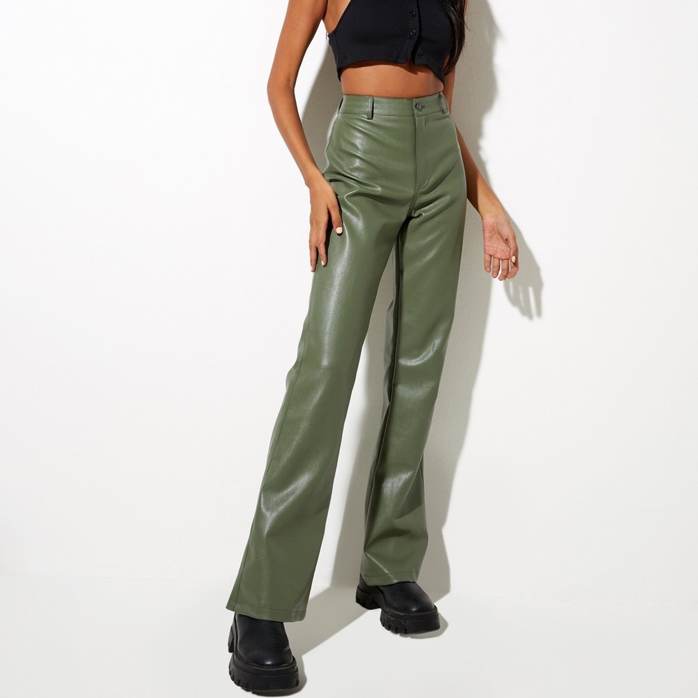 MOTEL ROCKS | Zoven Flare Trouser in Pu Green